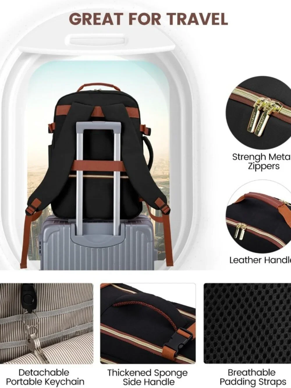 Versatile 40L Travel Backpack for Women & Men, Airline Approved Carry-On